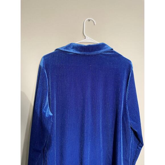 Soft Surroundings Blue Shimmer Velvet Boyfriend Tunic Button‎ Down Shirt - Picture 7 of 10